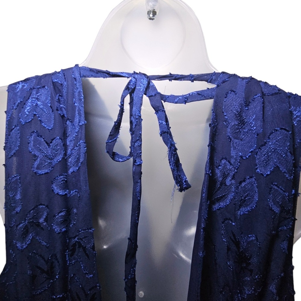 Make It Mesmerizing Navy Blue Jacquard Tiered Midi Dress - READ DESC FOr SIZE - Picture 8 of 10